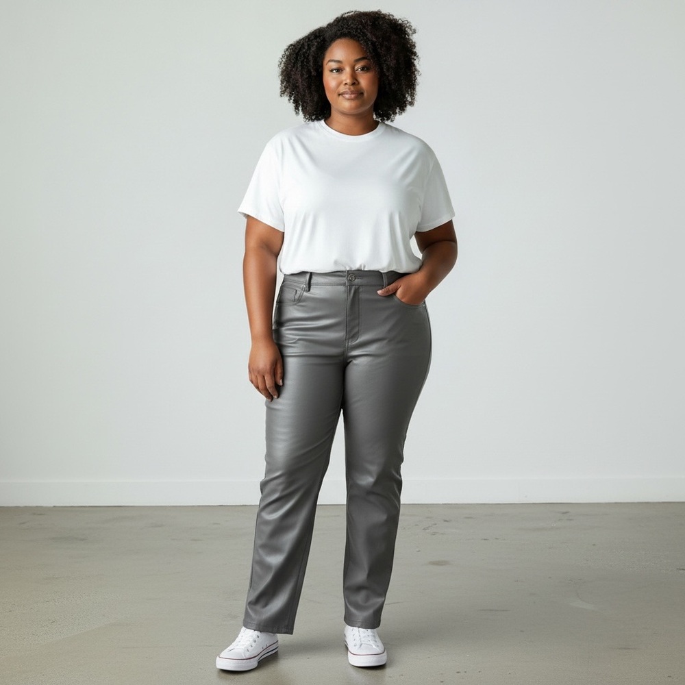 GAP Vintage Gray Pleather Slim High-Rise Jeans